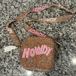 Beaded 'Howdy' Crossbody Bag - Pink